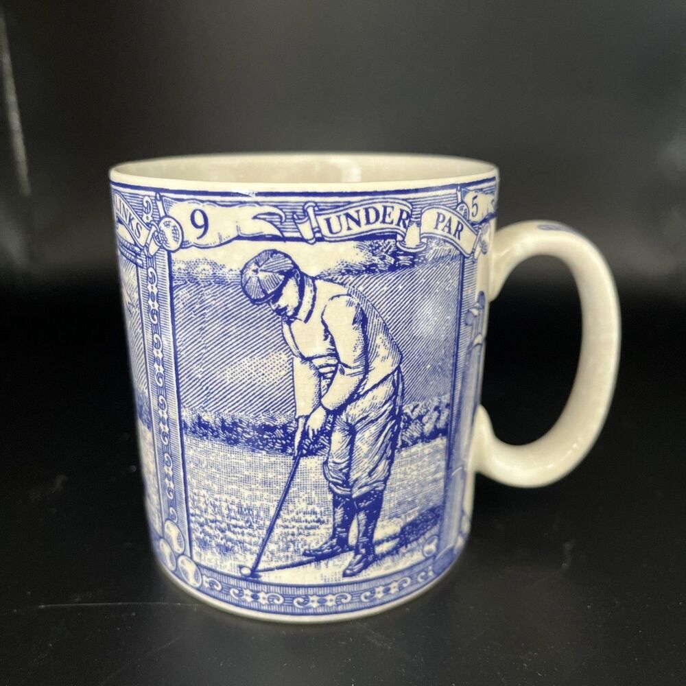 Spode The Blue Room Collection Golfer Mug Made In England 3 1/8" Free Ship!